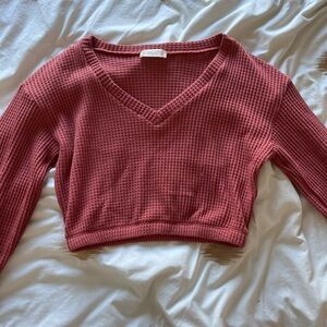 Cute red/burgundy V - Neck cropped top